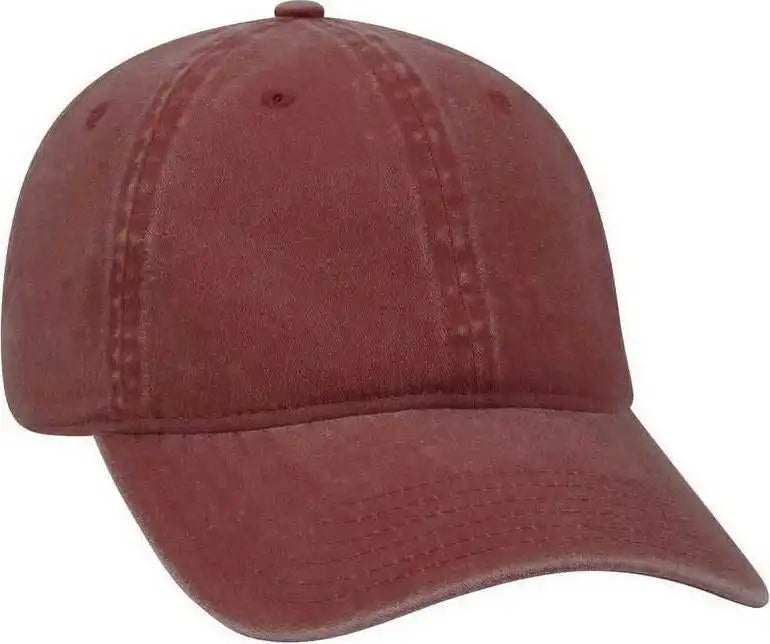 Otto 18-202 Washed Pigment Dyed Cotton Twill Low Profile Pro Style Unstructured Soft Crown Cap - Maroon - one Size Fits