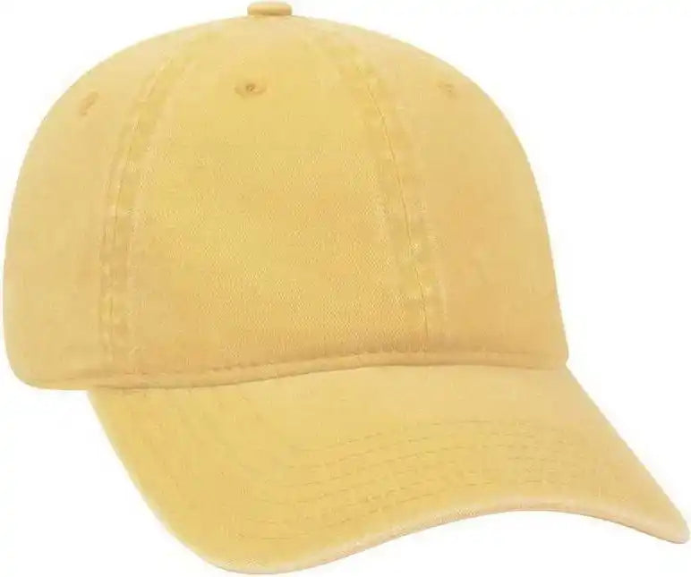 Otto 18-202 Washed Pigment Dyed Cotton Twill Low Profile Pro Style Unstructured Soft Crown Cap - Yellow - one Size Fits