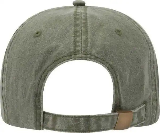 Otto 18-202 Washed Pigment Dyed Cotton Twill Low Profile Pro Style Unstructured Soft Crown Cap - Olive Green - one Size
