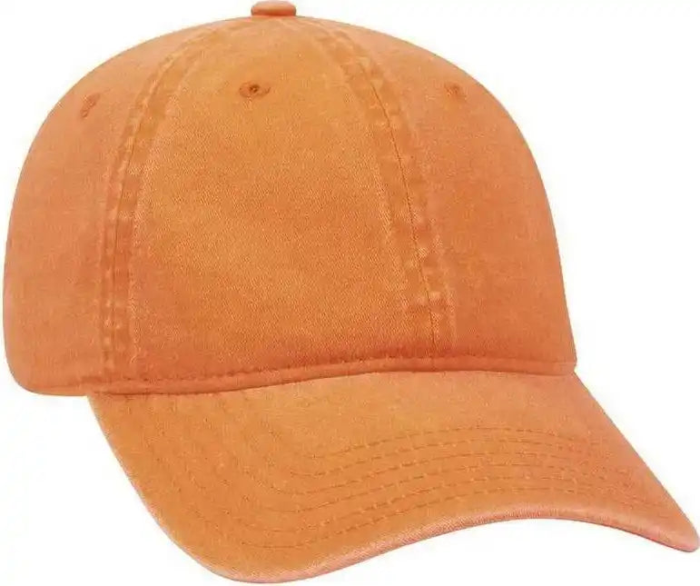 Otto 18-202 Washed Pigment Dyed Cotton Twill Low Profile Pro Style Unstructured Soft Crown Cap - Pink Neon Orange