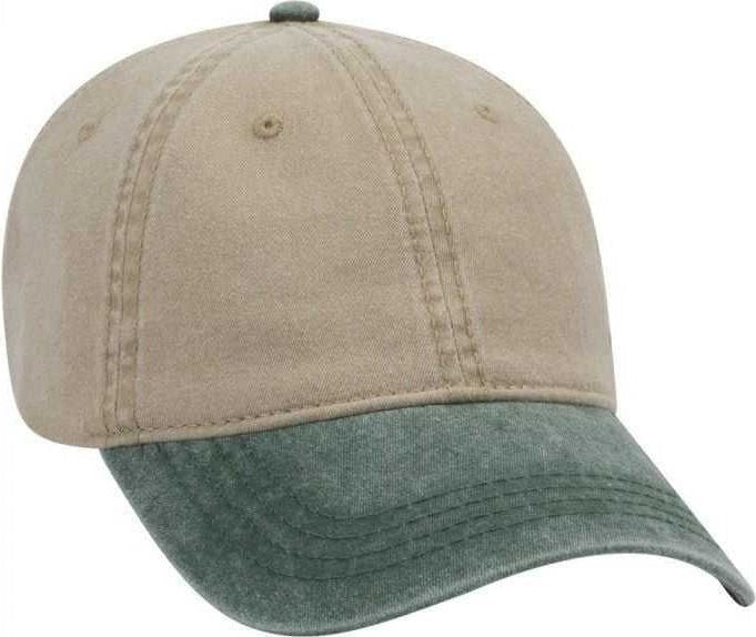 Otto 18-202 Washed Pigment Dyed Cotton Twill Low Profile Pro Style Unstructured Soft Crown Cap - Dark Green Khaki