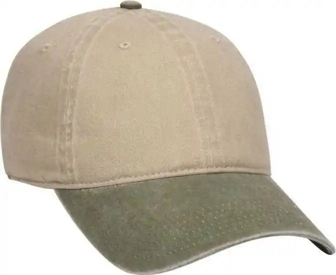 Otto 18-202 Washed Pigment Dyed Cotton Twill Low Profile Pro Style Unstructured Soft Crown Cap - Olive Green Khaki