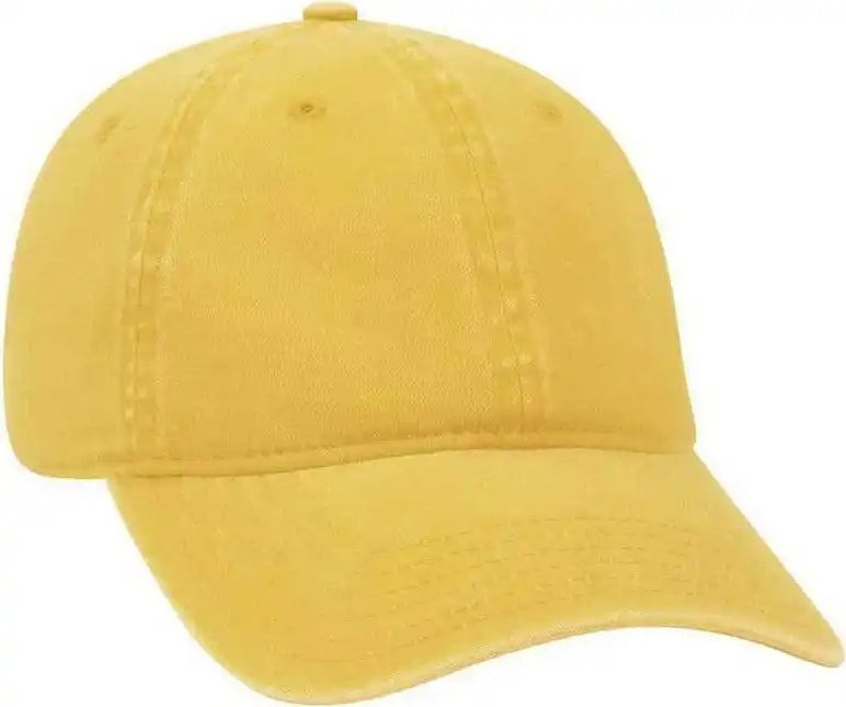 Otto 18-202 Washed Pigment Dyed Cotton Twill Low Profile Pro Style Unstructured Soft Crown Cap - Goldenlite - Gold