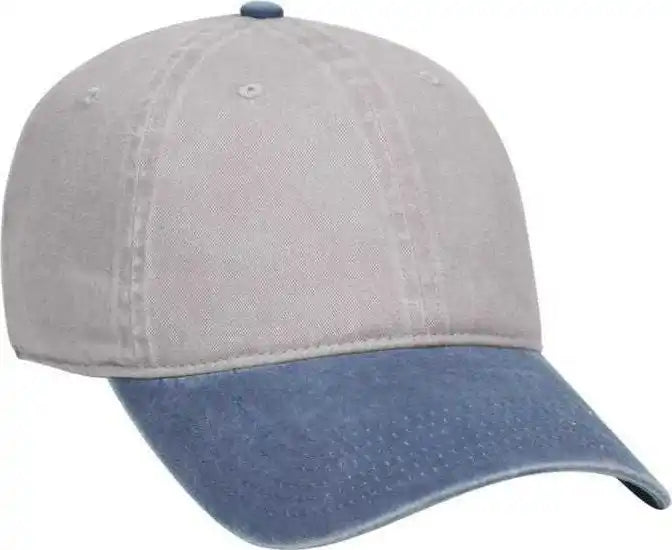 Otto 18-202 Washed Pigment Dyed Cotton Twill Low Profile Pro Style Unstructured Soft Crown Cap - Navy Gray - one Size