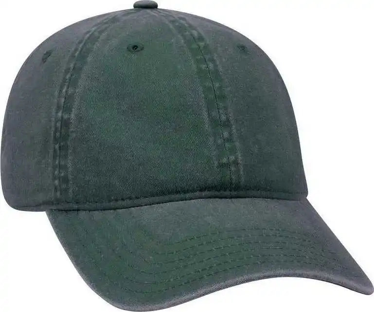 Otto 18-202 Washed Pigment Dyed Cotton Twill Low Profile Pro Style Unstructured Soft Crown Cap - Dark Green - Forest