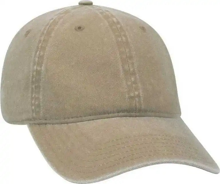 Otto 18-202 Washed Pigment Dyed Cotton Twill Low Profile Pro Style Unstructured Soft Crown Cap - Khaki - one Size Fits