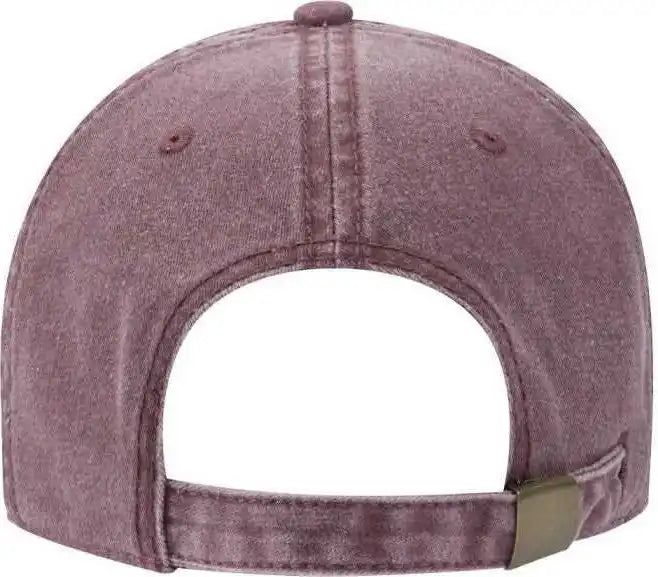 Otto 18-202 Washed Pigment Dyed Cotton Twill Low Profile Pro Style Unstructured Soft Crown Cap - Maroon - one Size Fits