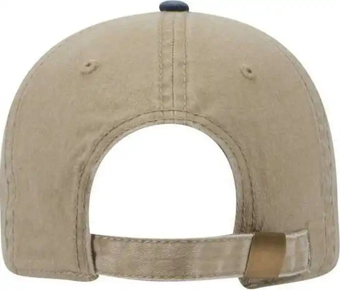 Otto 18-202 Washed Pigment Dyed Cotton Twill Low Profile Pro Style Unstructured Soft Crown Cap - Navy Khaki - one Size