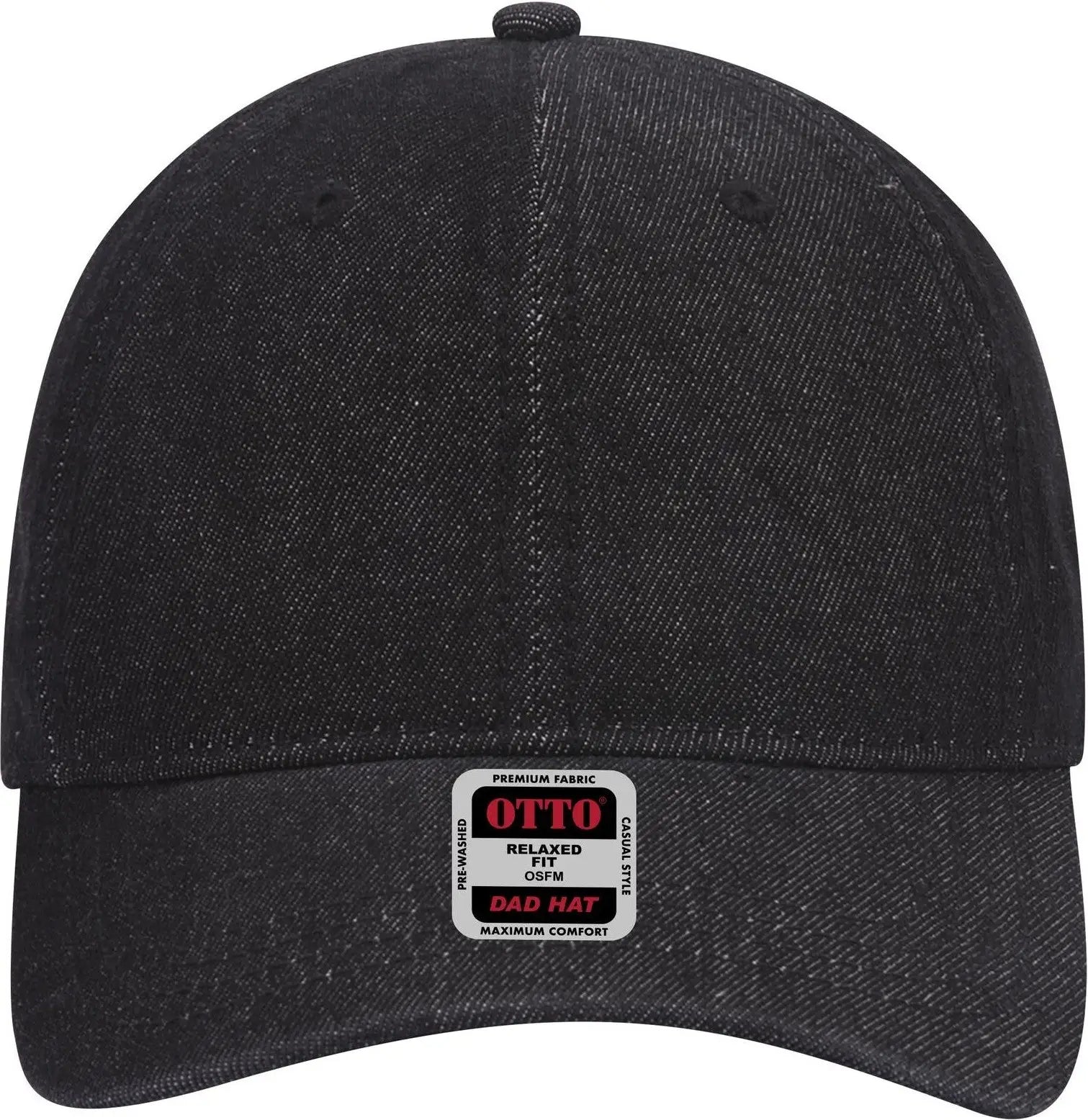 Otto 18-204 6 Panel Low Profile Dad Cap - Black - 1/2’’ - 7 5/8’’