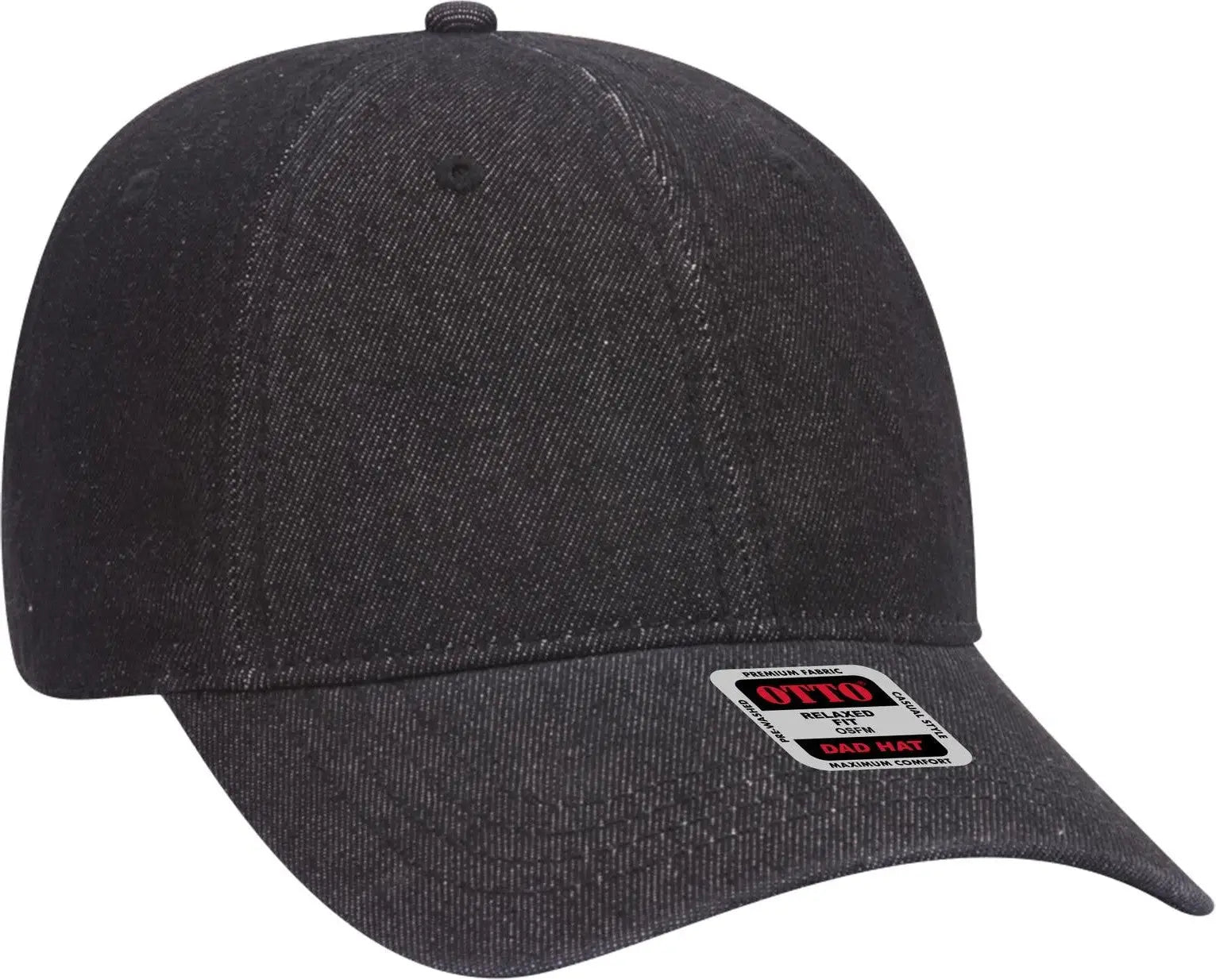 Otto 18-204 6 Panel Low Profile Dad Cap - Black - 1/2’’ - 7 5/8’’