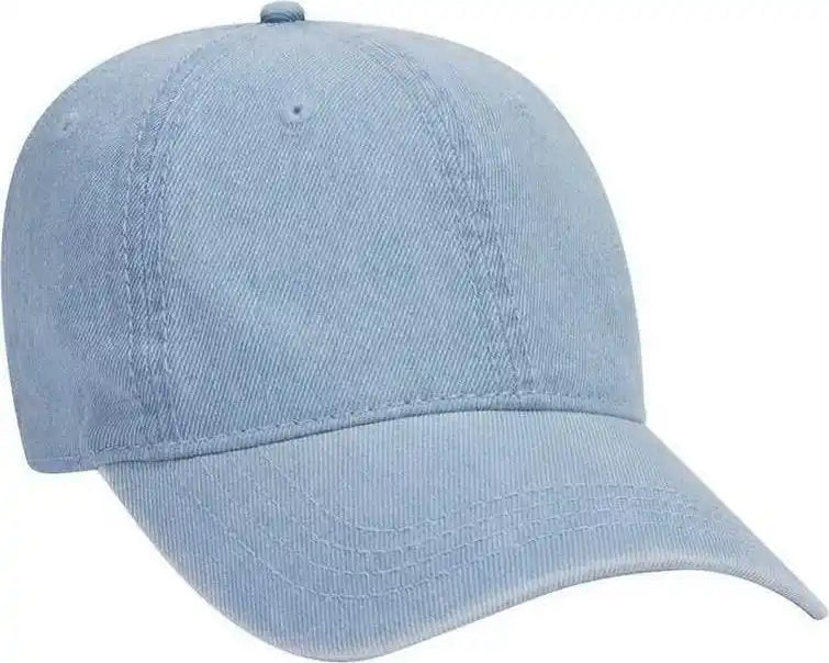 Otto 18-204 Washed Pigment Dyed Denim Low Profile Pro Style Cap - Light Blue - one Size Fits Most