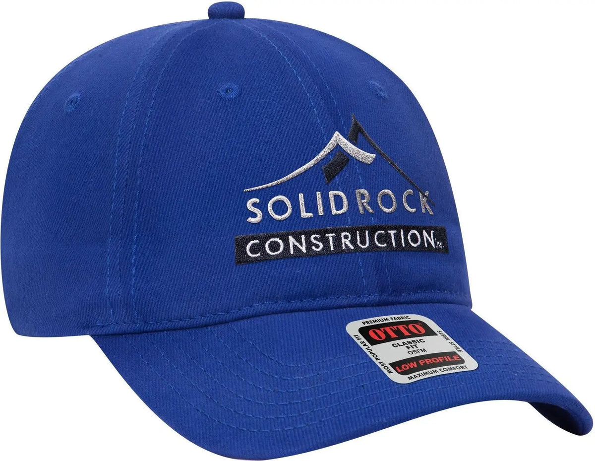 Otto 18-253 6 Panel Low Profile Baseball Cap - Black - 1/2’’ - 7 5/8’’