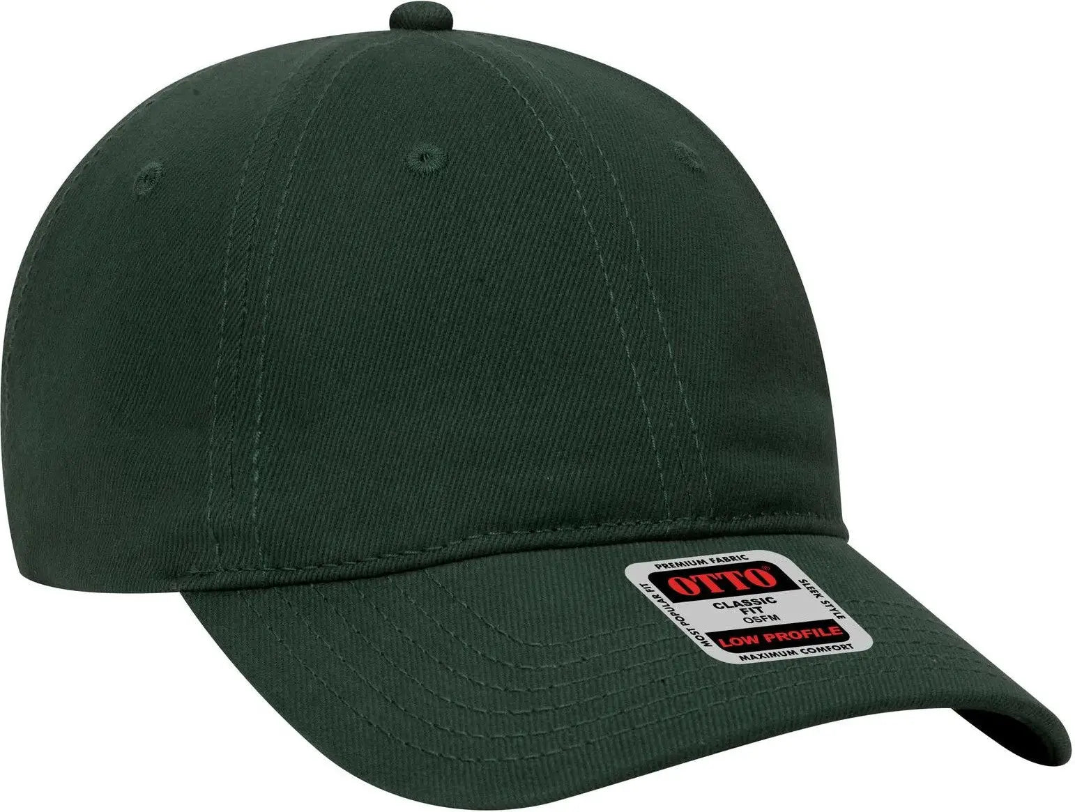 Otto 18-253 6 Panel Low Profile Baseball Cap - Dk. Green - 1/2’’ - 7 5/8’’