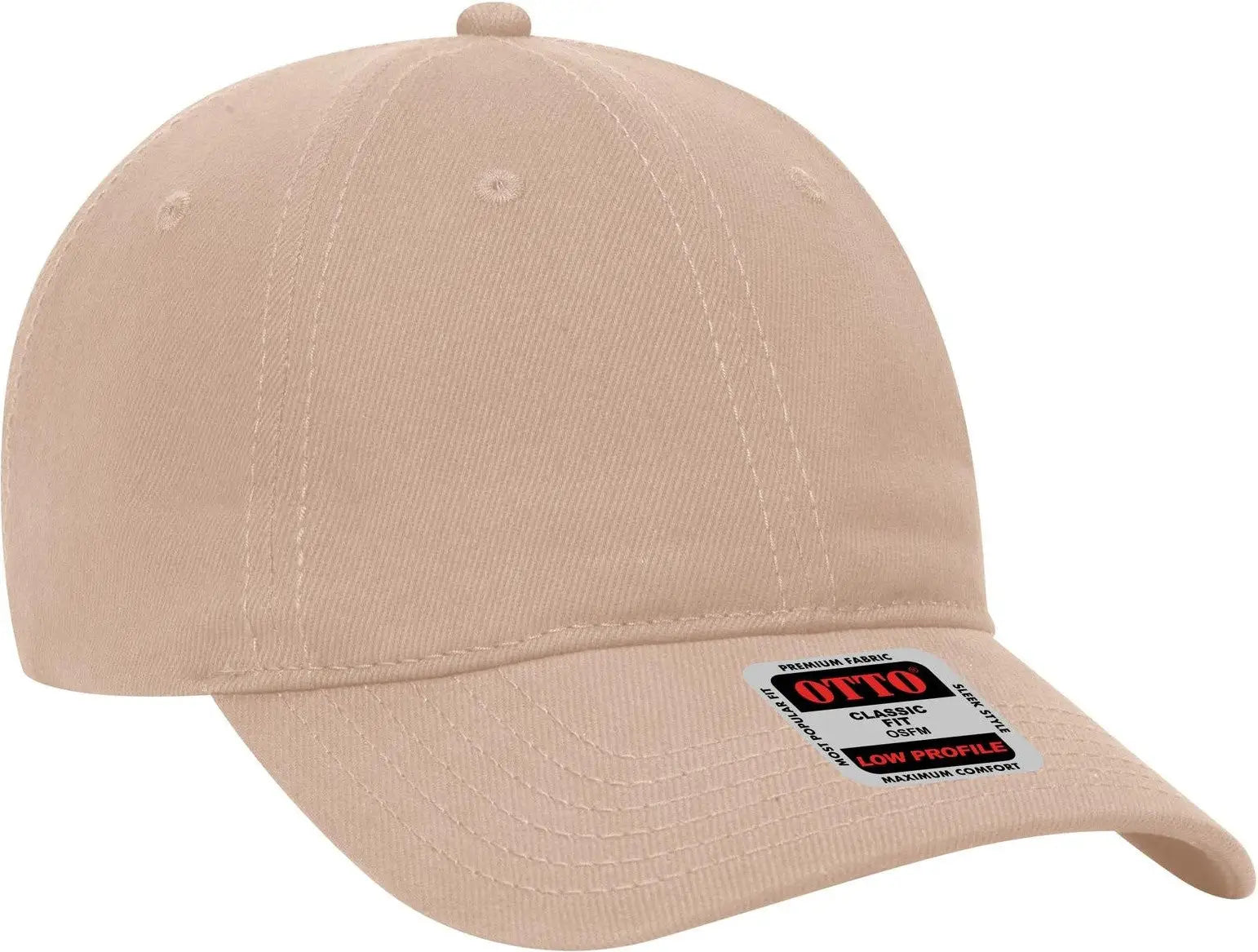Otto 18-253 6 Panel Low Profile Baseball Cap - Khaki - 1/2’’ - 7 5/8’’