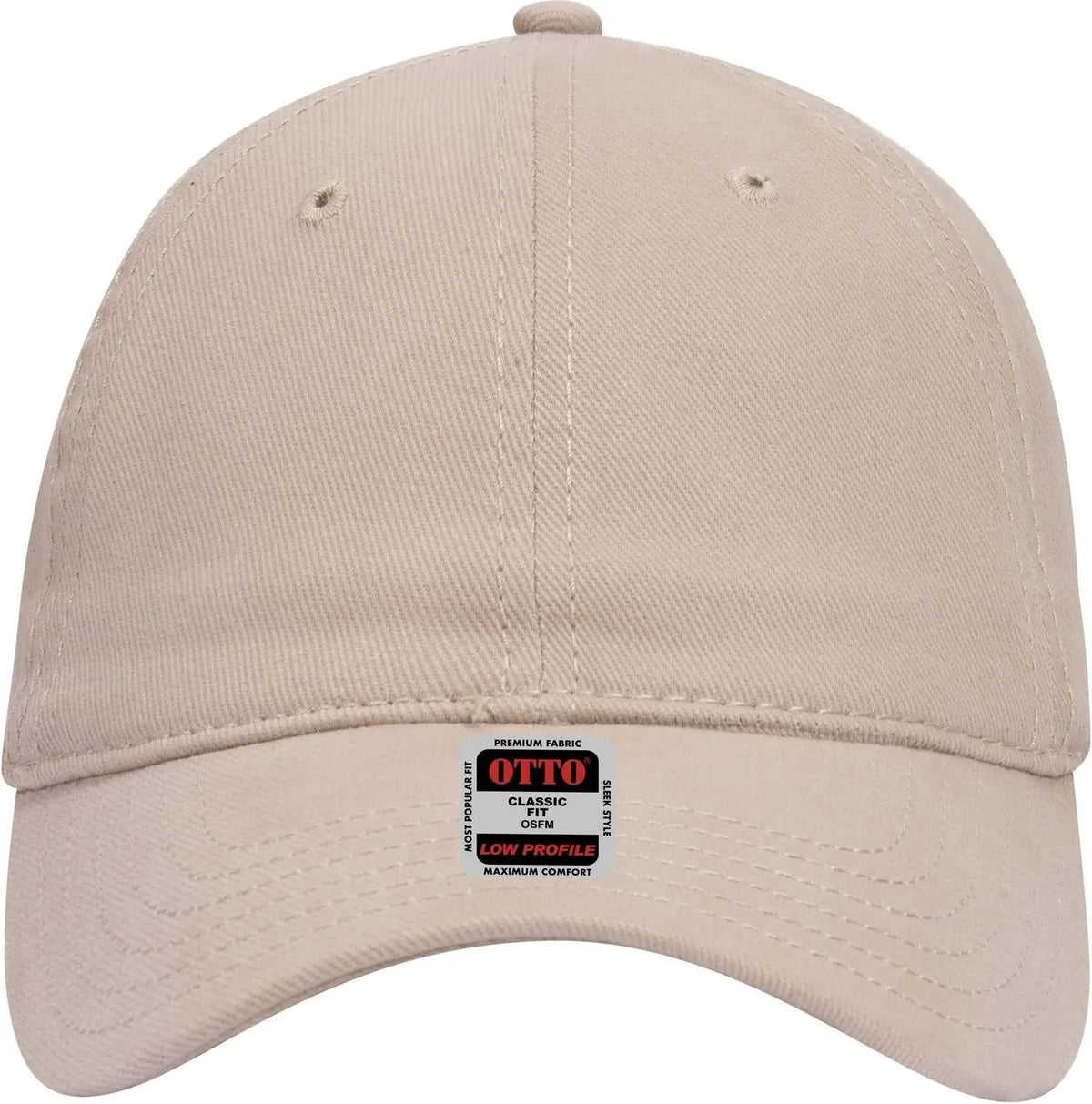 Otto 18-253 6 Panel Low Profile Baseball Cap - Khaki - 1/2’’ - 7 5/8’’