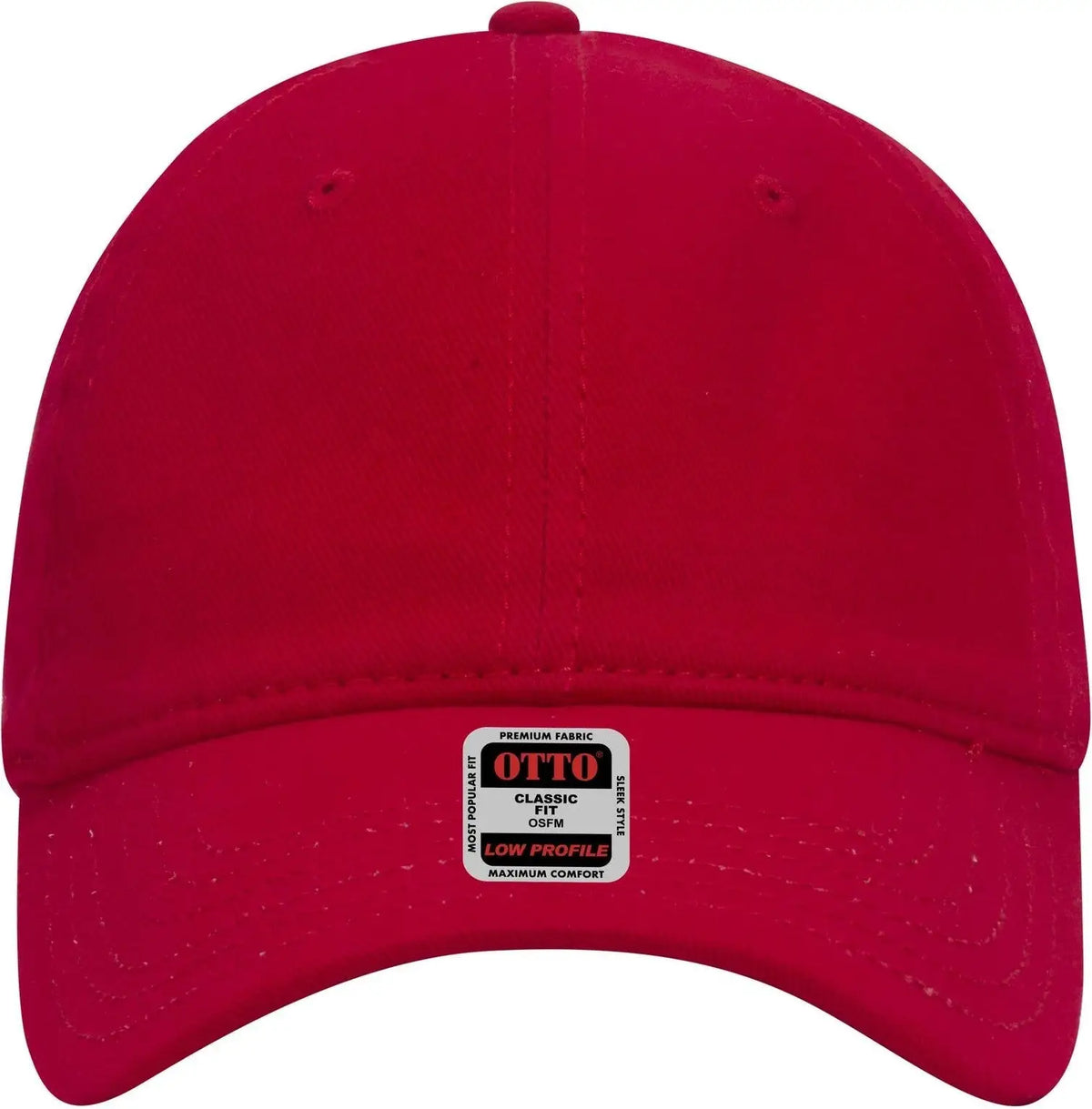 Otto 18-253 6 Panel Low Profile Baseball Cap - Red - 1/2’’ - 7 5/8’’