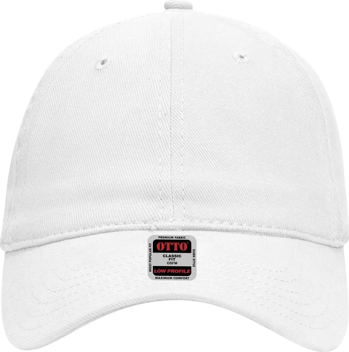 Otto 18-253 6 Panel Low Profile Baseball Cap - White - 1/2’’ - 7 5/8’’