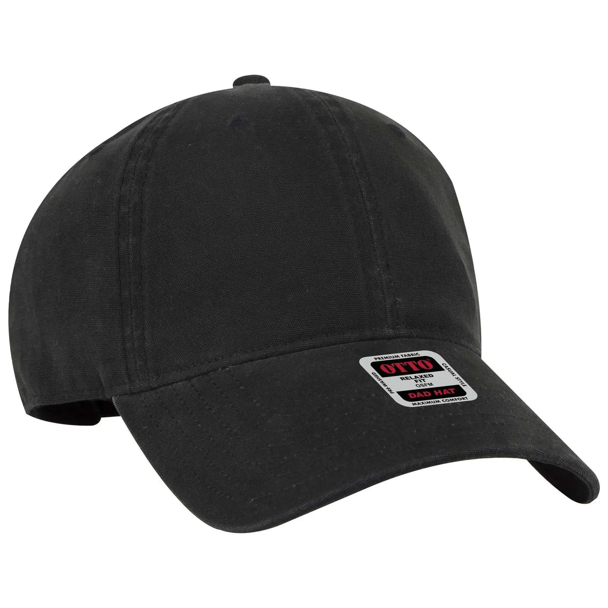 Otto 18-3 6 Panel Low Profile Dad Cap - Black - 7 3/8’’ - 5/8’’