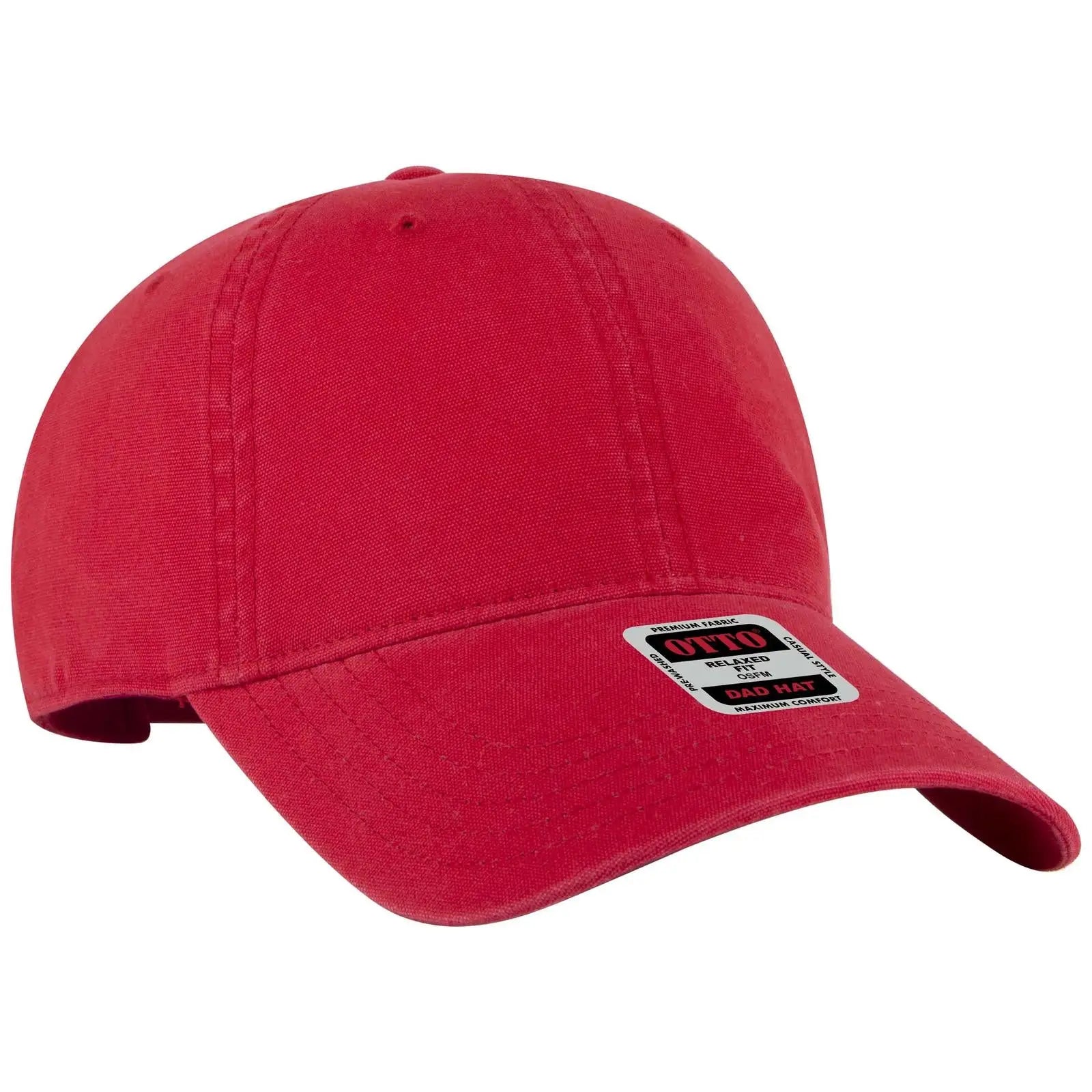 Otto 18-3 6 Panel Low Profile Dad Cap - Red - 7 3/8’’ - 5/8’’