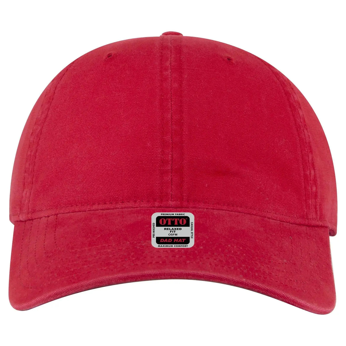 Otto 18-3 6 Panel Low Profile Dad Cap - Red - 7 3/8’’ - 5/8’’