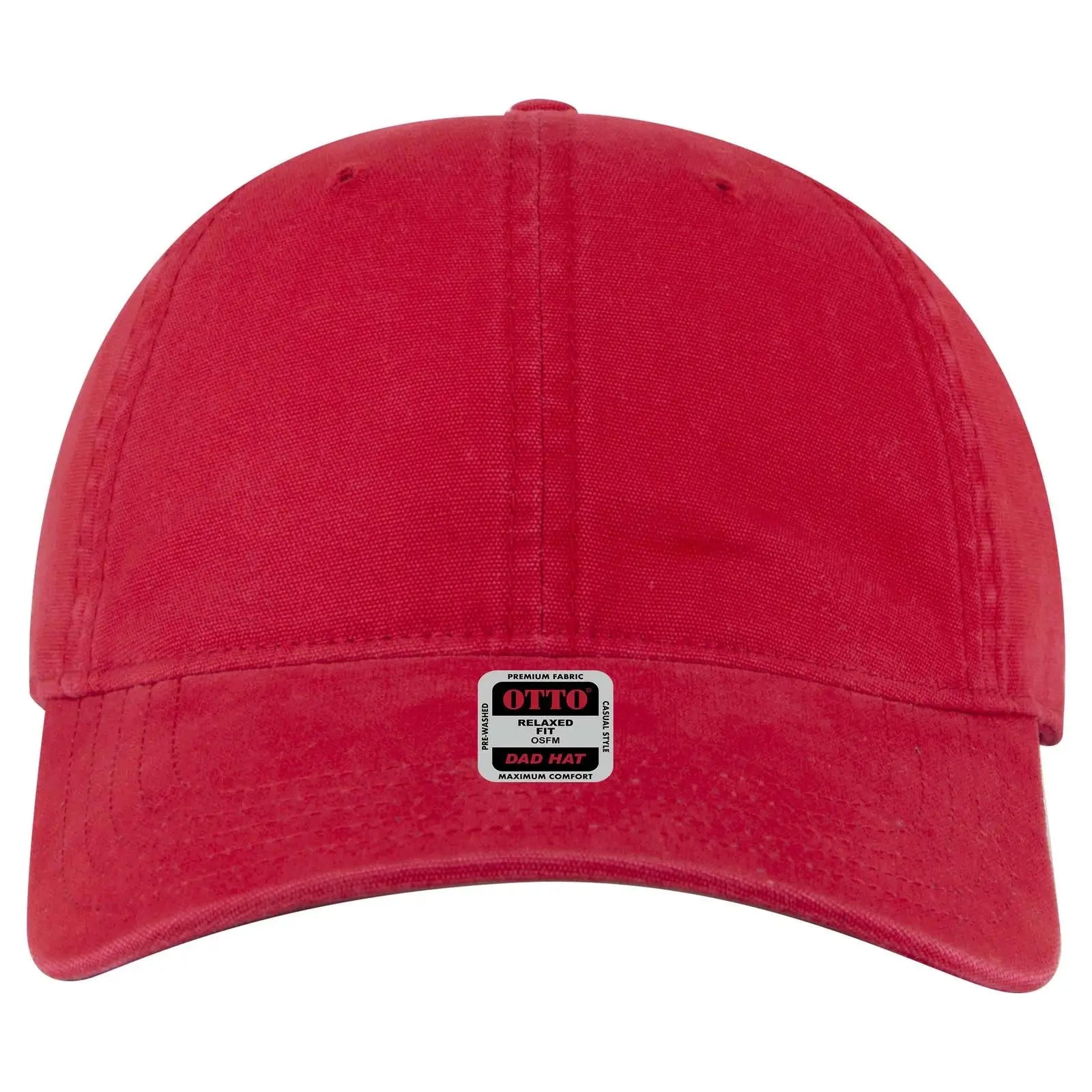 Otto 18-3 6 Panel Low Profile Dad Cap - Red - 7 3/8’’ - 5/8’’