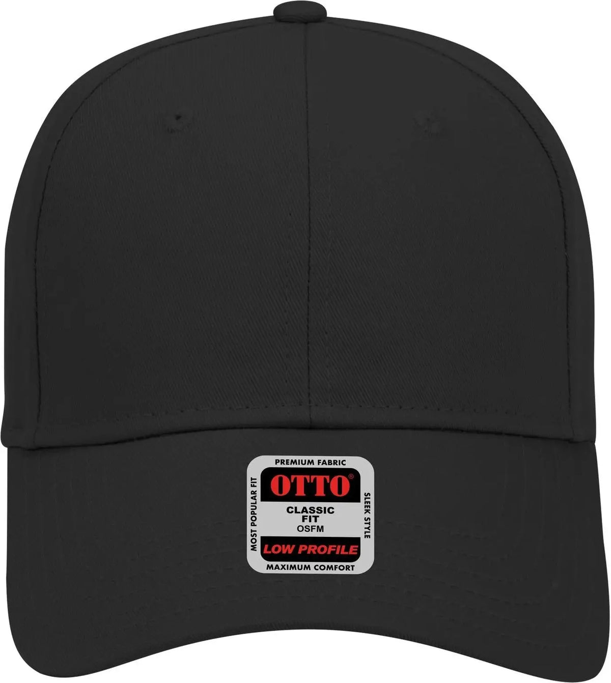 Otto 18-553 6 Panel Low Profile Baseball Cap - Black - 1/2’’ - 7 5/8’’