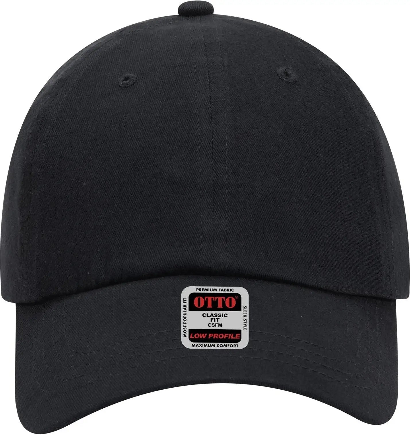 Otto 18-686 6 Panel Low Profile Baseball Cap - Black - 1/2’’ - 7 5/8’’