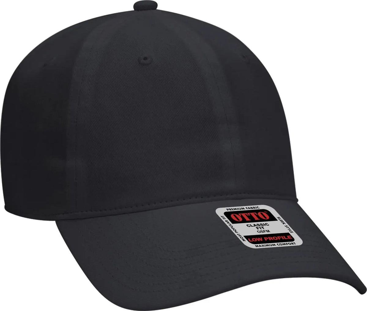 Otto 18-686 6 Panel Low Profile Baseball Cap - Black - 1/2’’ - 7 5/8’’