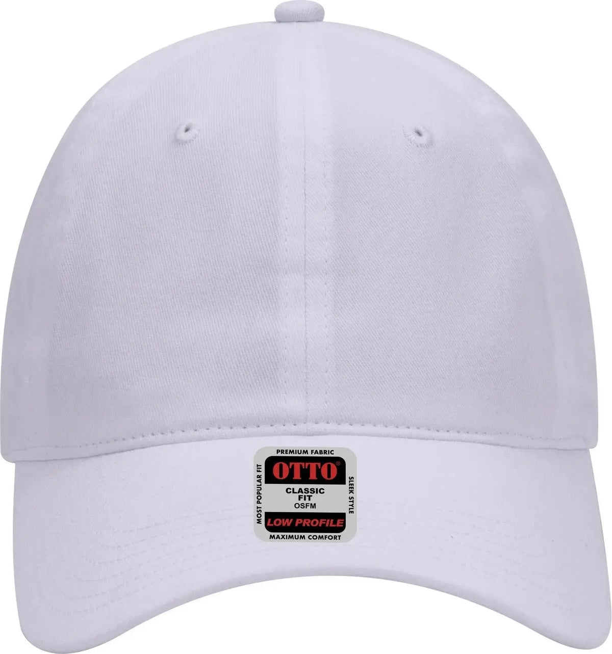 Otto 18-686 6 Panel Low Profile Baseball Cap - White - 1/2’’ - 7 5/8’’