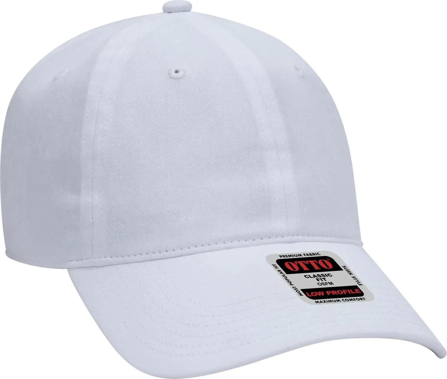 Otto 18-686 6 Panel Low Profile Baseball Cap - White - 1/2’’ - 7 5/8’’