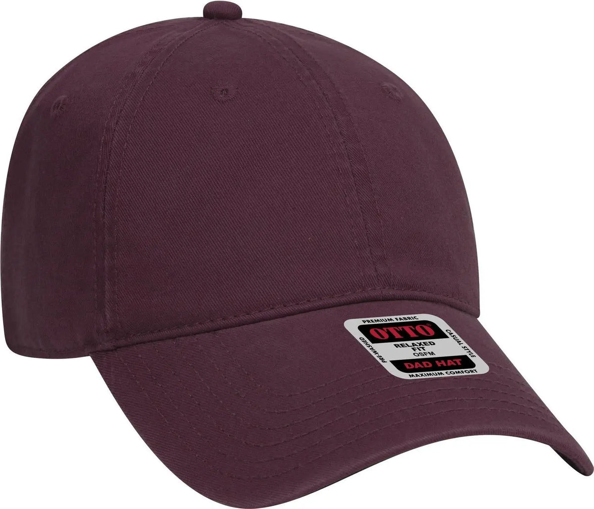 Otto 18-692 6 Panel Low Profile Dad Cap - Maroon - 1/2’’ - 7 5/8’’
