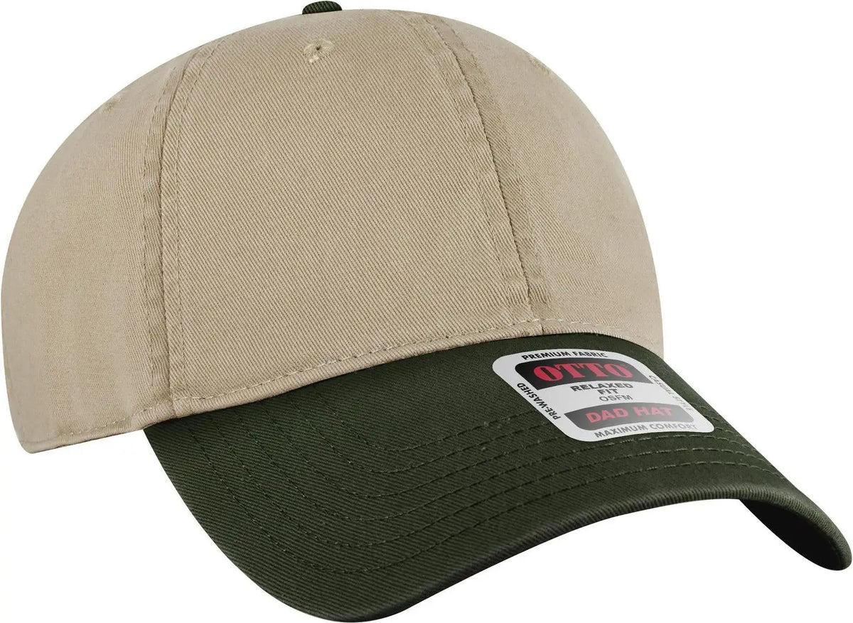 Otto 18-772 6 Panel Low Profile Dad Cap - Dk.grn/kha - 1/2’’ - 7 5/8’’
