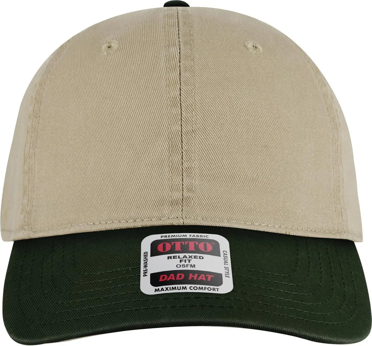 Otto 18-772 6 Panel Low Profile Dad Cap - Dk.grn/kha - 1/2’’ - 7 5/8’’