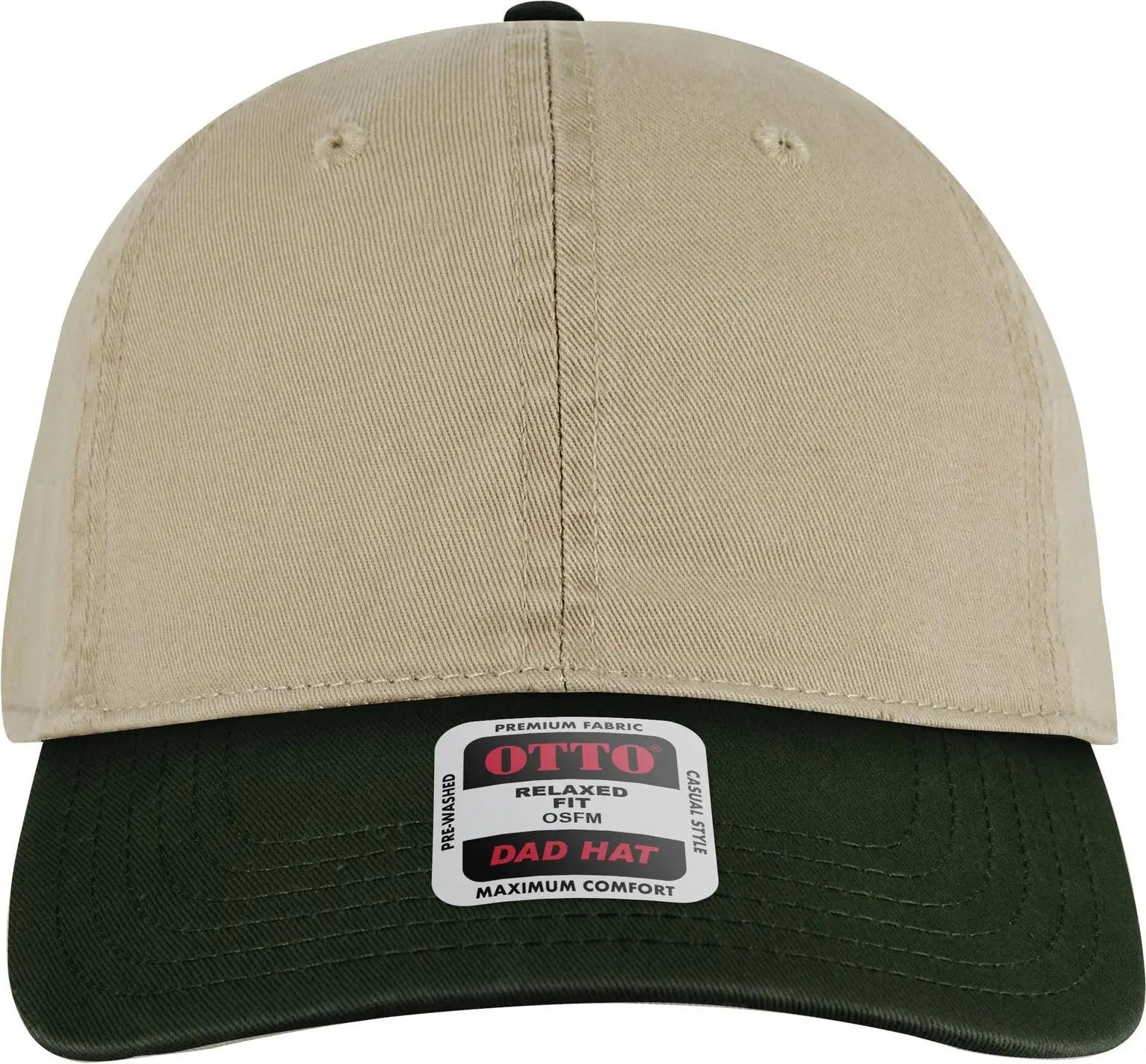 Otto 18-772 6 Panel Low Profile Dad Cap - Dk.grn/kha - 1/2’’ - 7 5/8’’