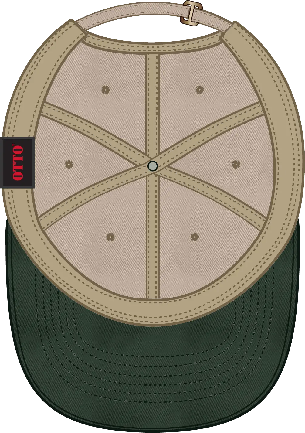 Otto 18-772 6 Panel Low Profile Dad Cap - Dk.grn/kha - 1/2’’ - 7 5/8’’
