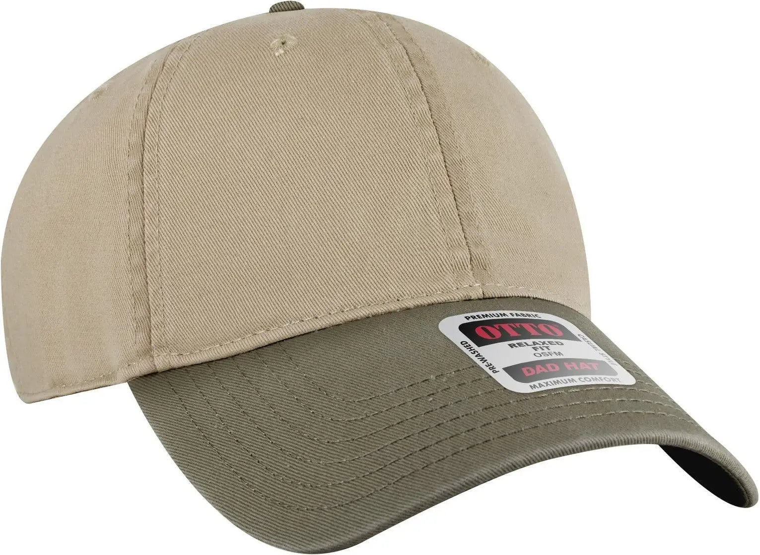 Otto 18-772 6 Panel Low Profile Dad Cap - Ol.grn/kha - 1/2’’ - 7 5/8’’