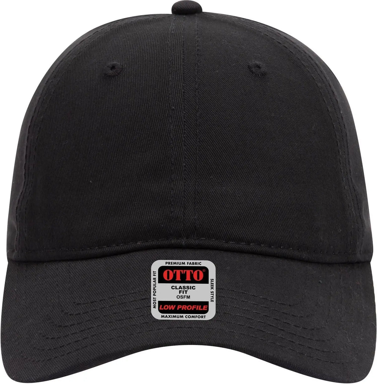 Otto 18-864 6 Panel Low Profile Baseball Cap - Black - 1/2’’ - 7 5/8’’