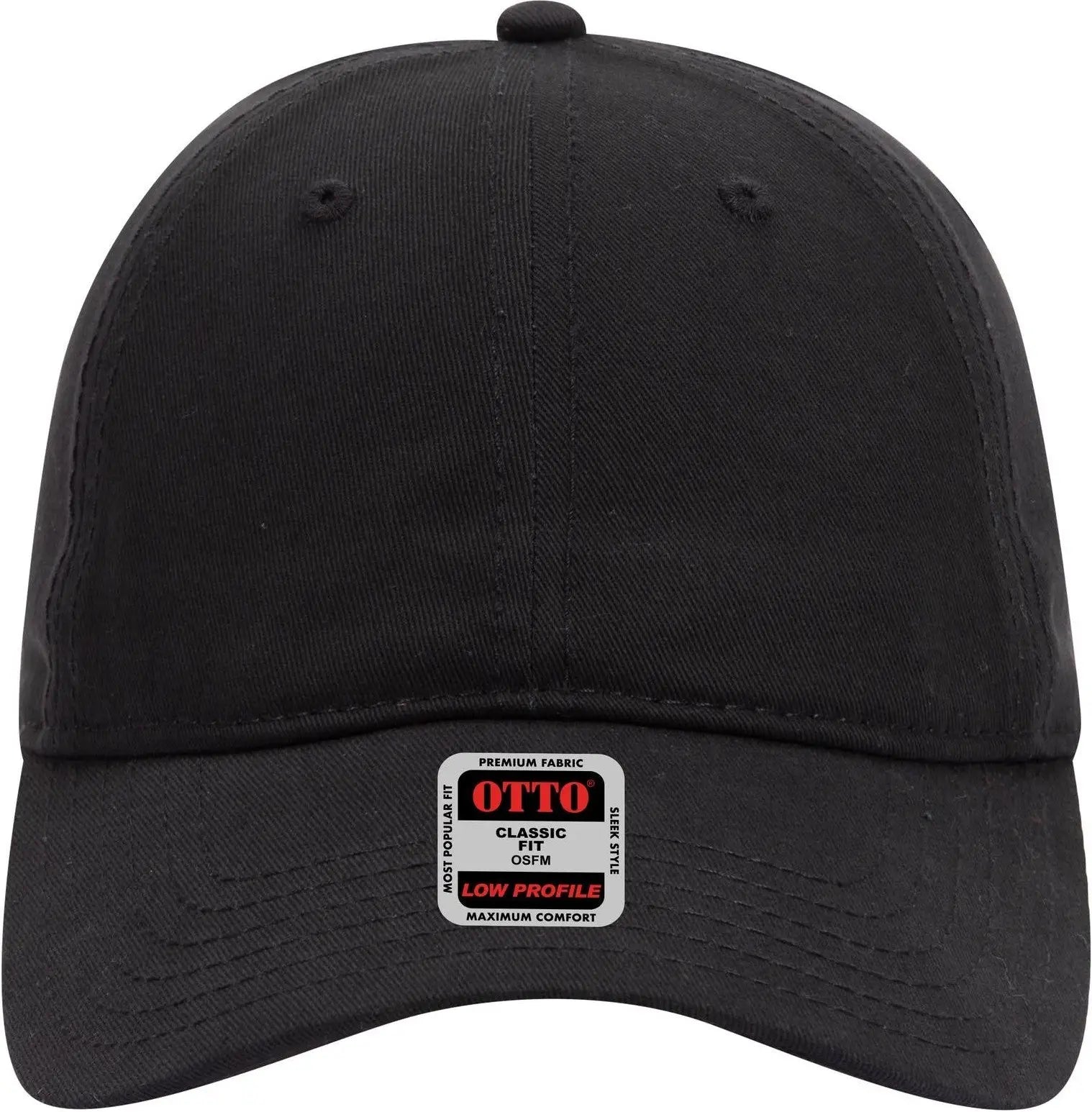 Otto 18-864 6 Panel Low Profile Baseball Cap - Black - 1/2’’ - 7 5/8’’