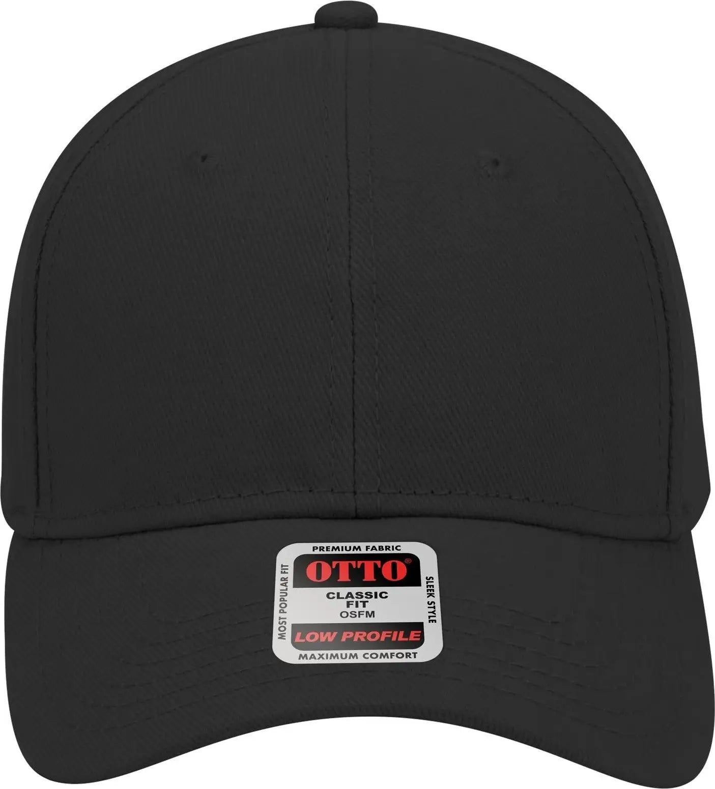 Otto 19-004 6 Panel Low Profile Baseball Cap - Black - 1/2’’ - 7 5/8’’