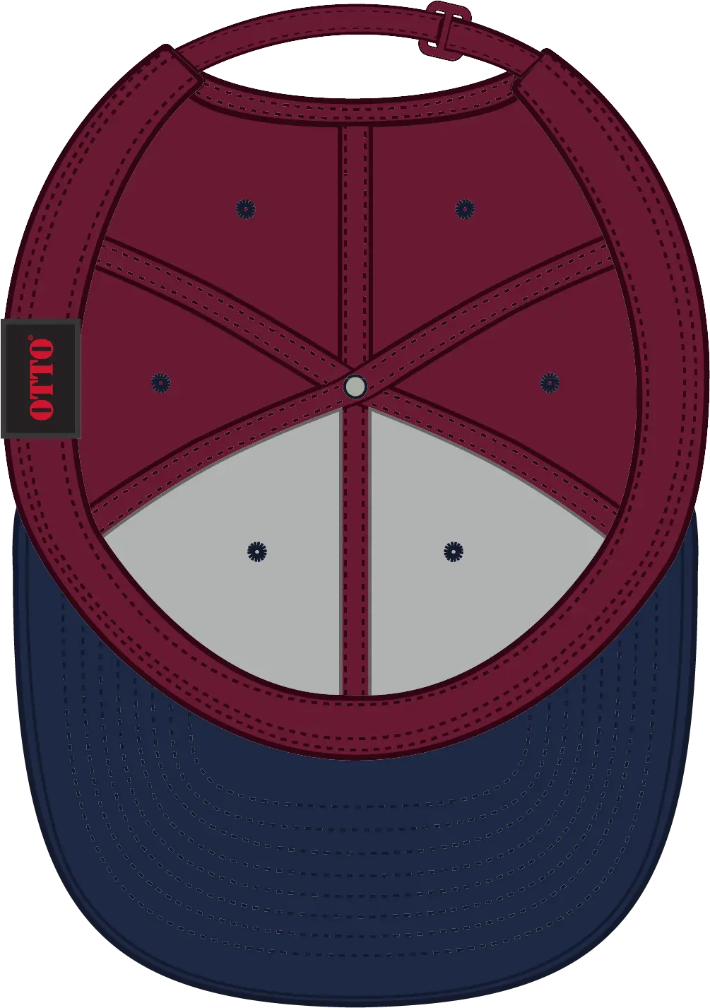 Otto 19-013 6 Panel Low Profile Baseball Cap - Nvy/burg.marn - 1/2’’ - 7 5/8’’
