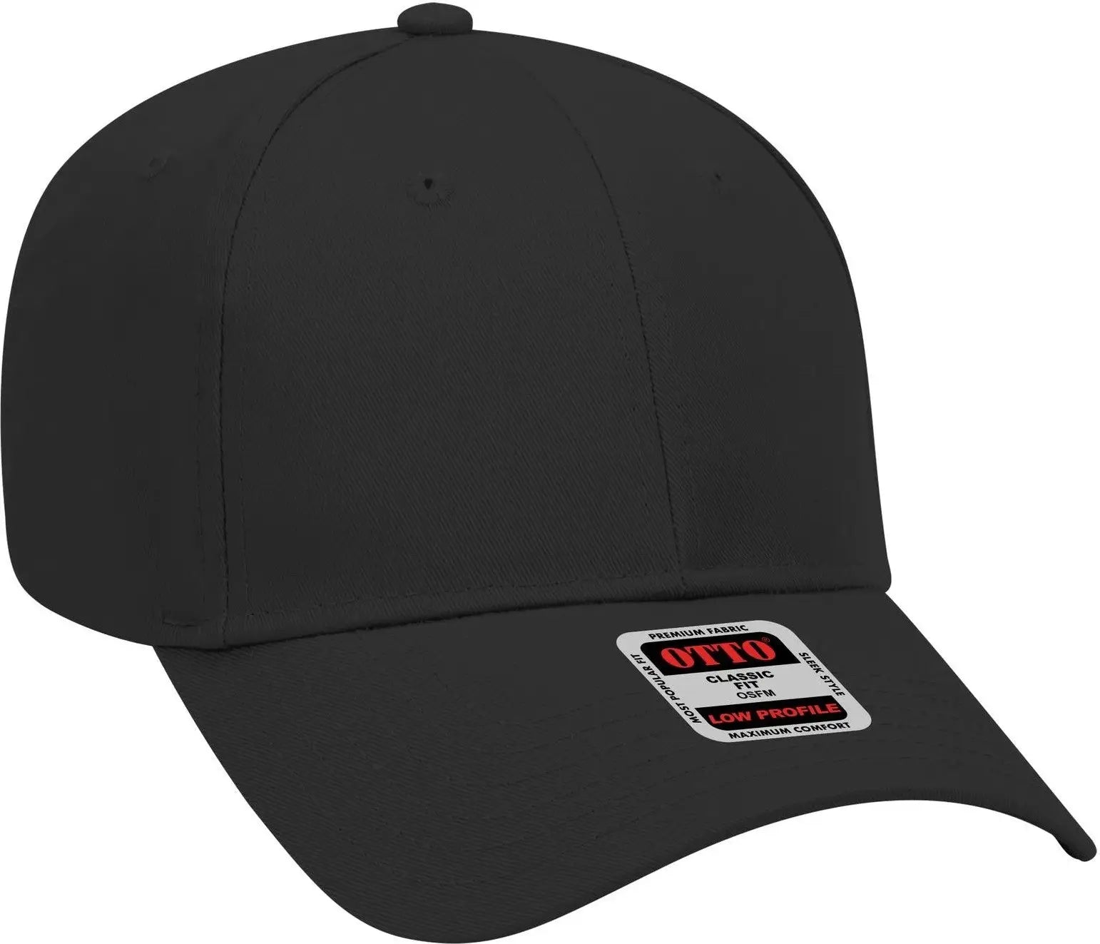 Otto 19-061 6 Panel Low Profile Baseball Cap - Black - 1/2’’ - 7 5/8’’