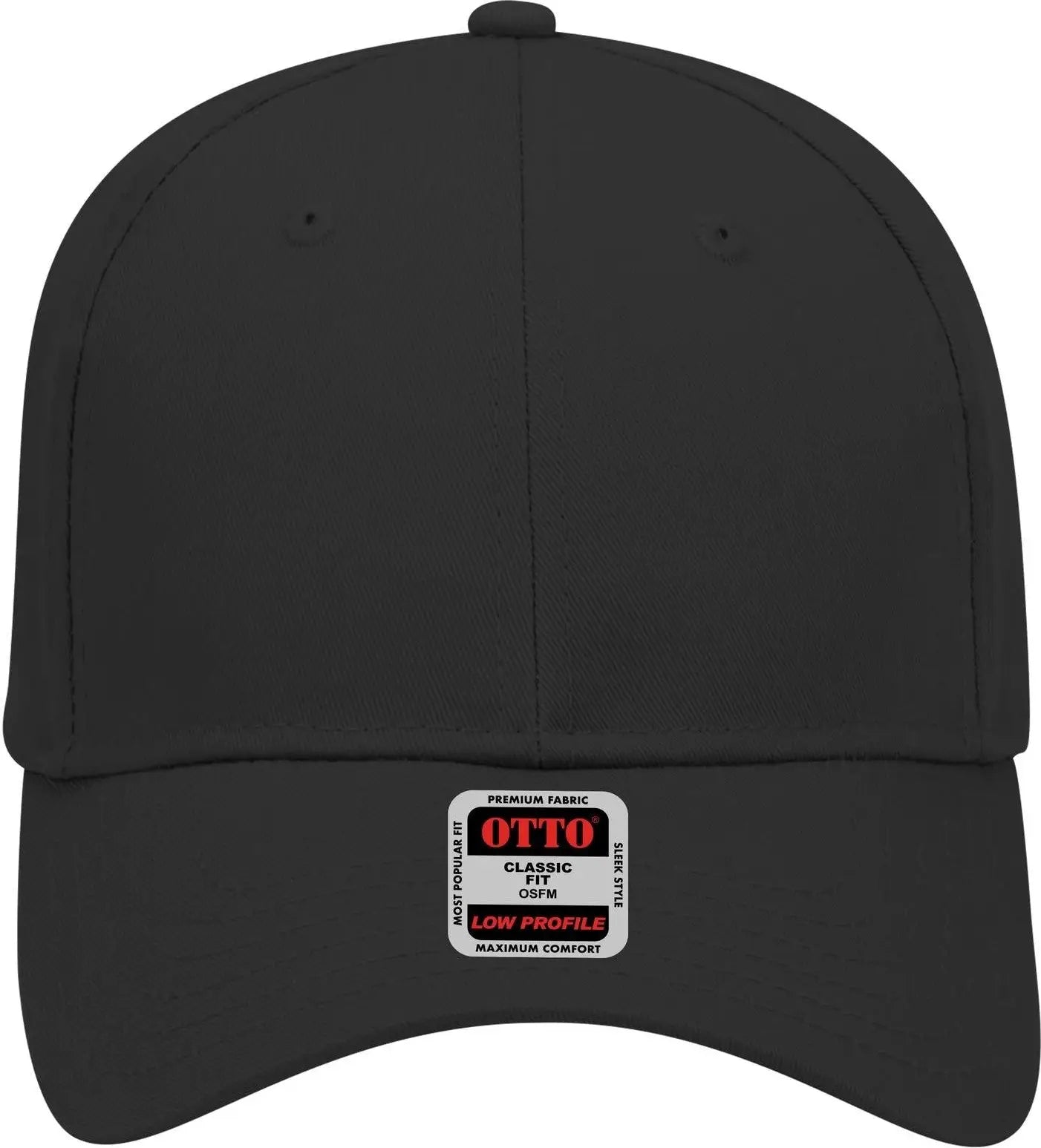 Otto 19-061 6 Panel Low Profile Baseball Cap - Black - 1/2’’ - 7 5/8’’