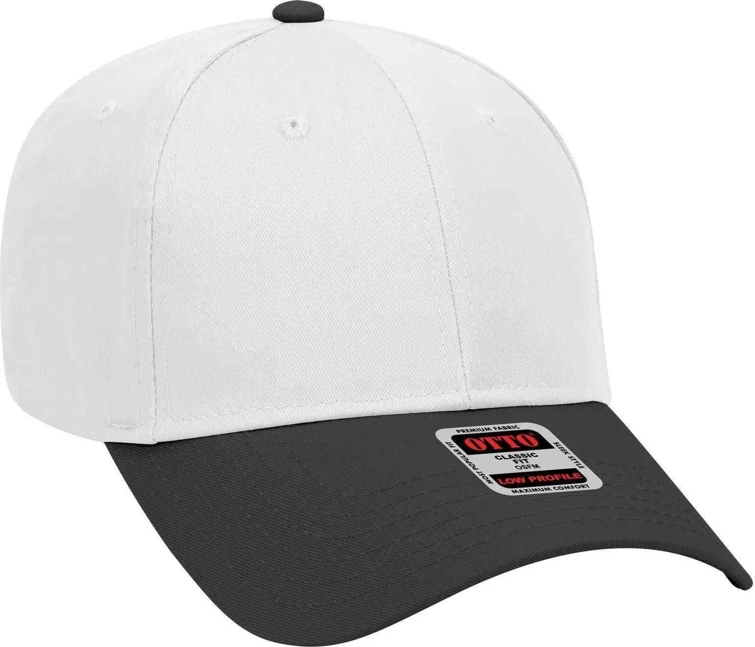 Otto 19-061 6 Panel Low Profile Baseball Cap - Blk/wht - 1/2’’ - 7 5/8’’