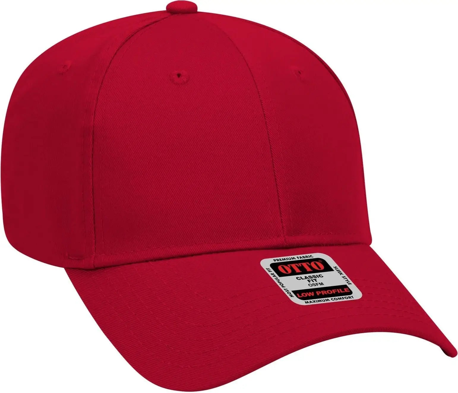 Otto 19-061 6 Panel Low Profile Baseball Cap - Red - 1/2’’ - 7 5/8’’