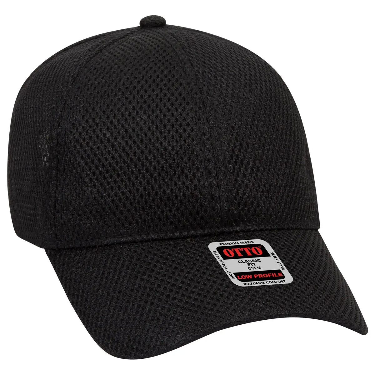 Otto 19-1036 6 Panel Low Profile Baseball Cap - Black - 7 3/8’’ - 5/8’’