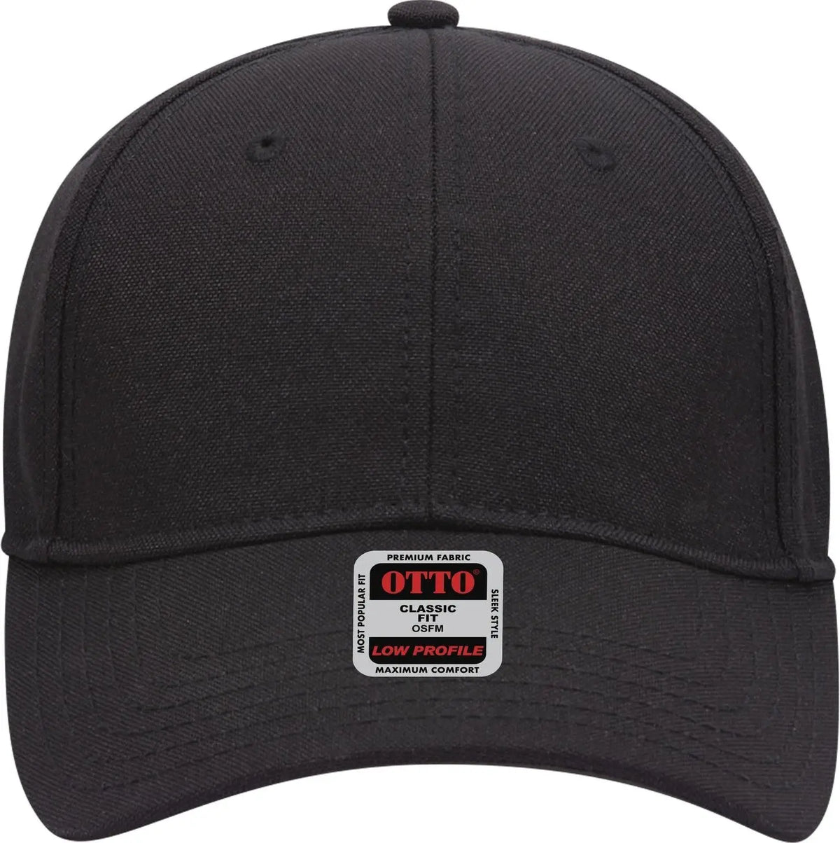 Otto 19-1066 6 Panel Low Profile Baseball Cap - Black - 1/2’’ - 7 5/8’’