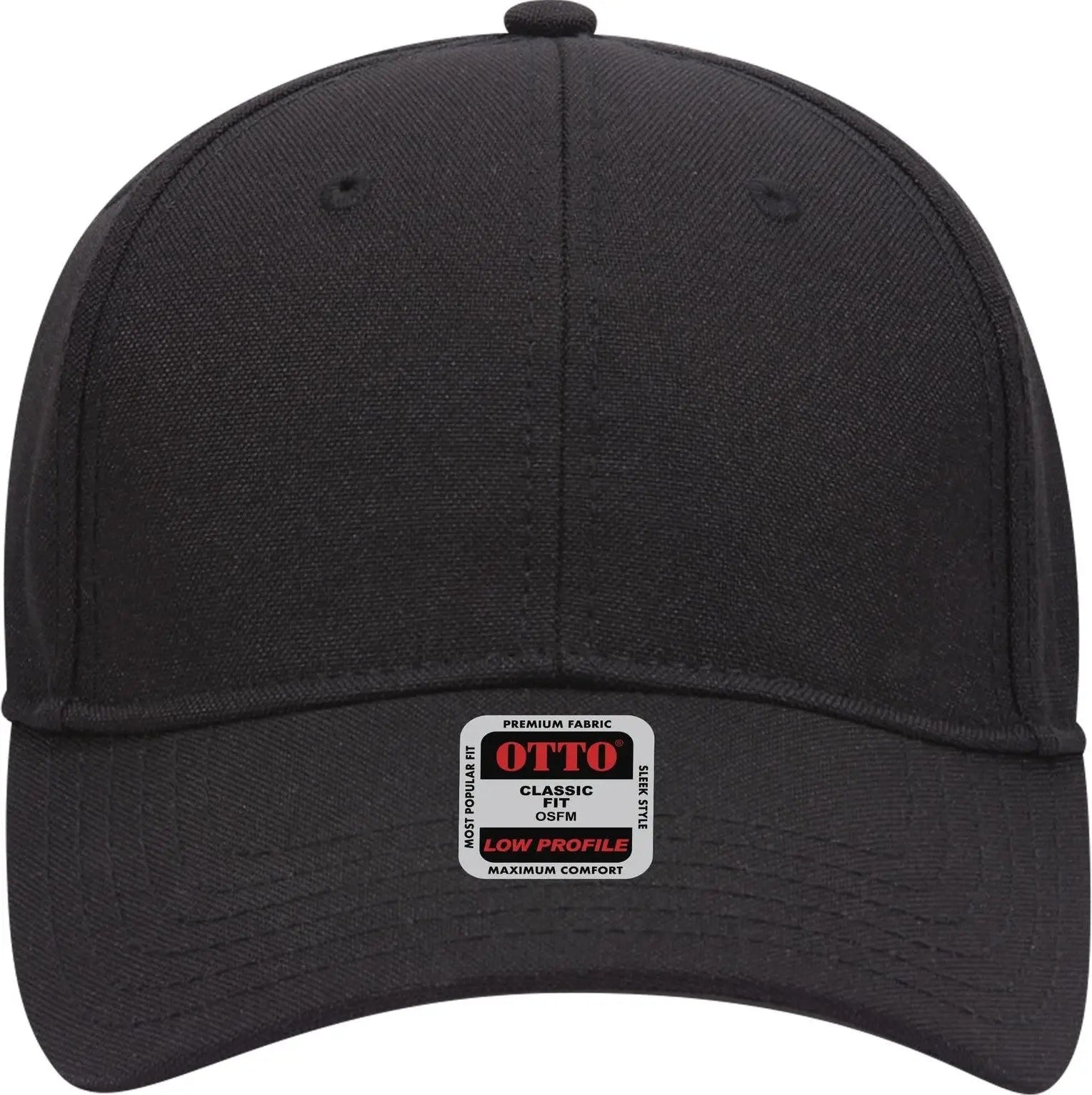 Otto 19-1066 6 Panel Low Profile Baseball Cap - Black - 1/2’’ - 7 5/8’’