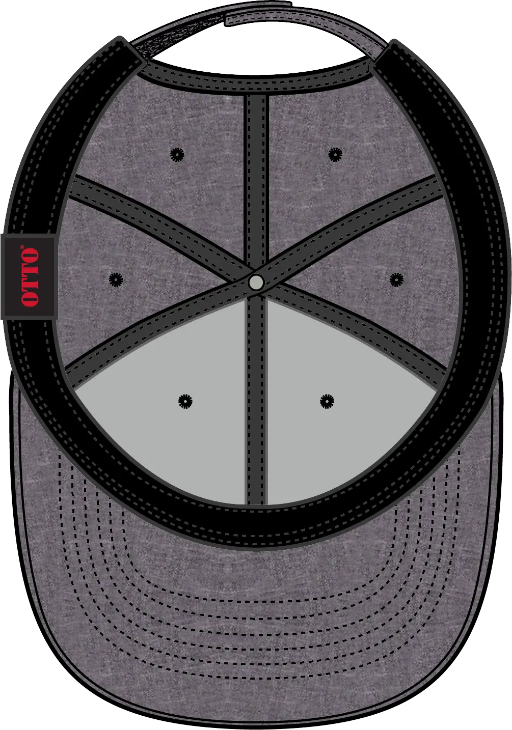 Otto 19-1066 6 Panel Low Profile Baseball Cap - Heath. Ch. Gray - 1/2’’ - 7 5/8’’