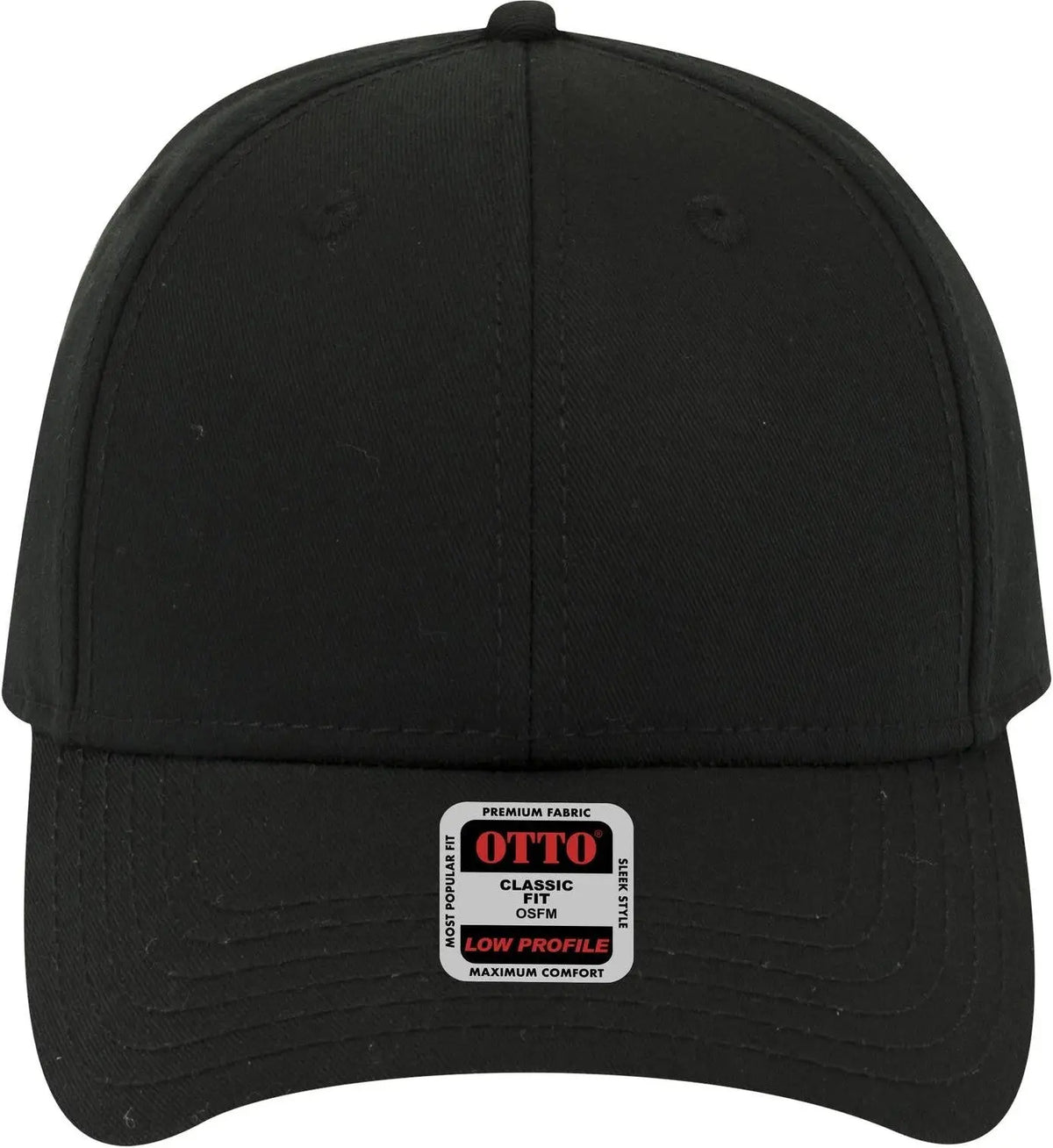 Otto 19-1203 6 Panel Low Profile Baseball Cap - Black - 1/2’’ - 7 5/8’’