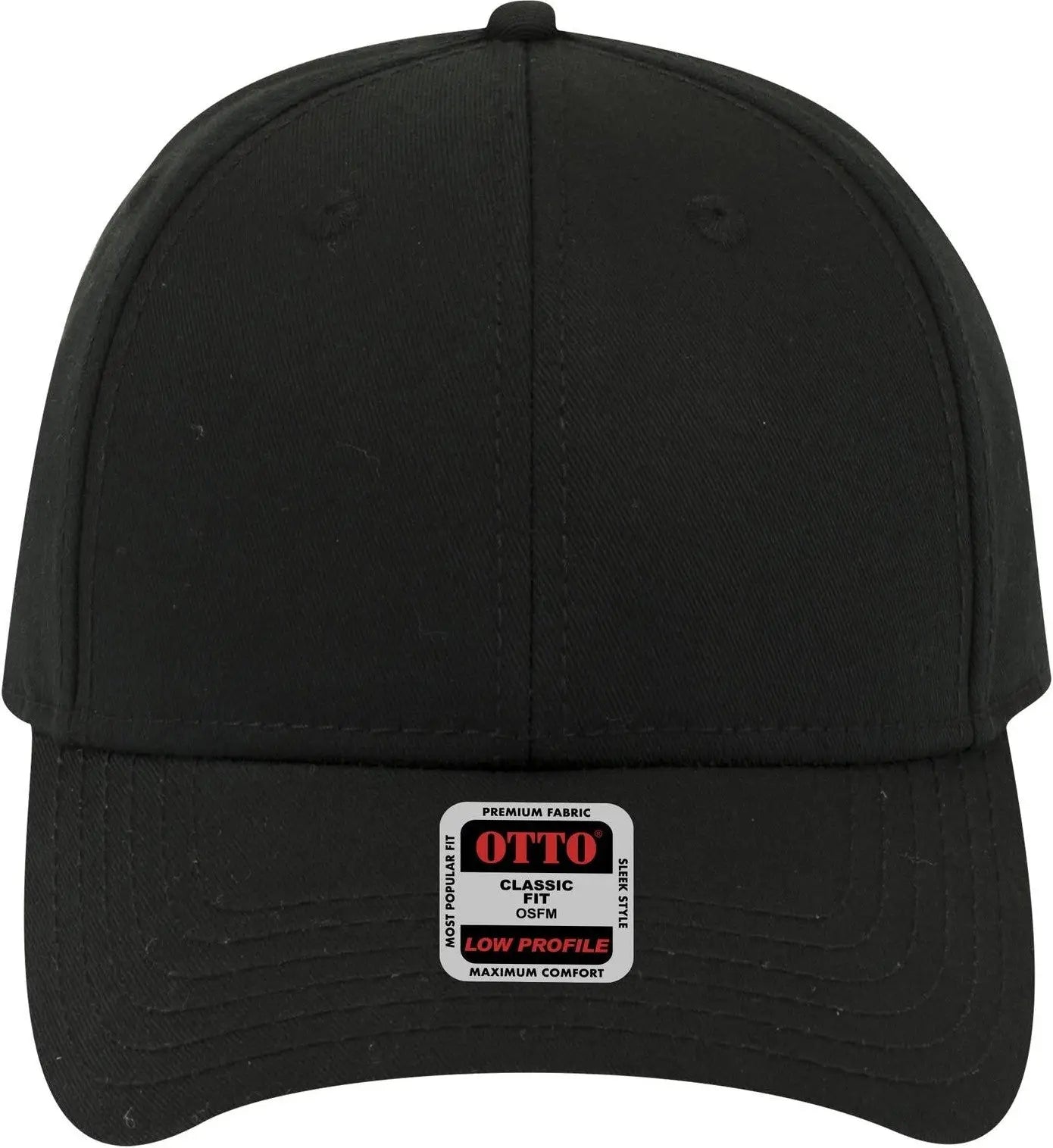 Otto 19-1203 6 Panel Low Profile Baseball Cap - Black - 1/2’’ - 7 5/8’’